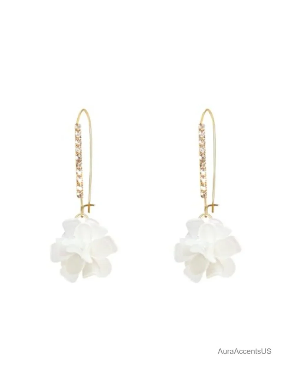 Boho Flower Dangle Earrings Long Drop Resin Acrylic Tiered Petal Statement